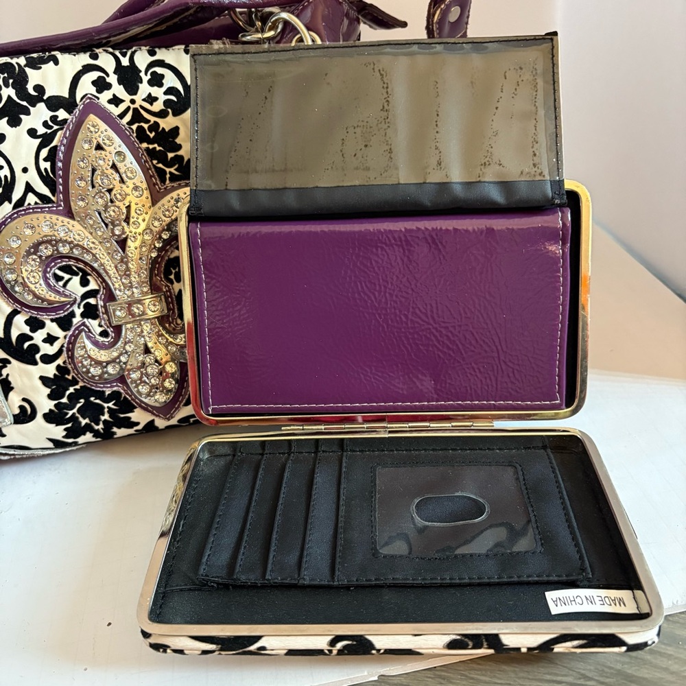 Elegant Purple and Black Women's Bag Set - Picture 4 of 13